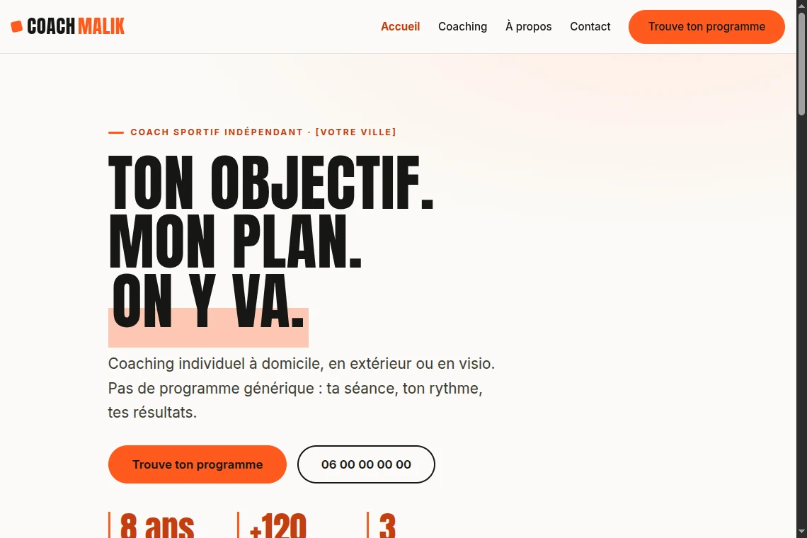 Aperçu du site Coach sportif