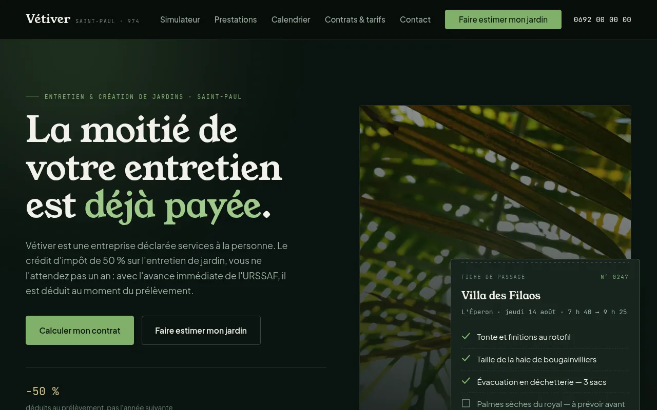 Aperçu du site Paysagiste & entretien de jardins