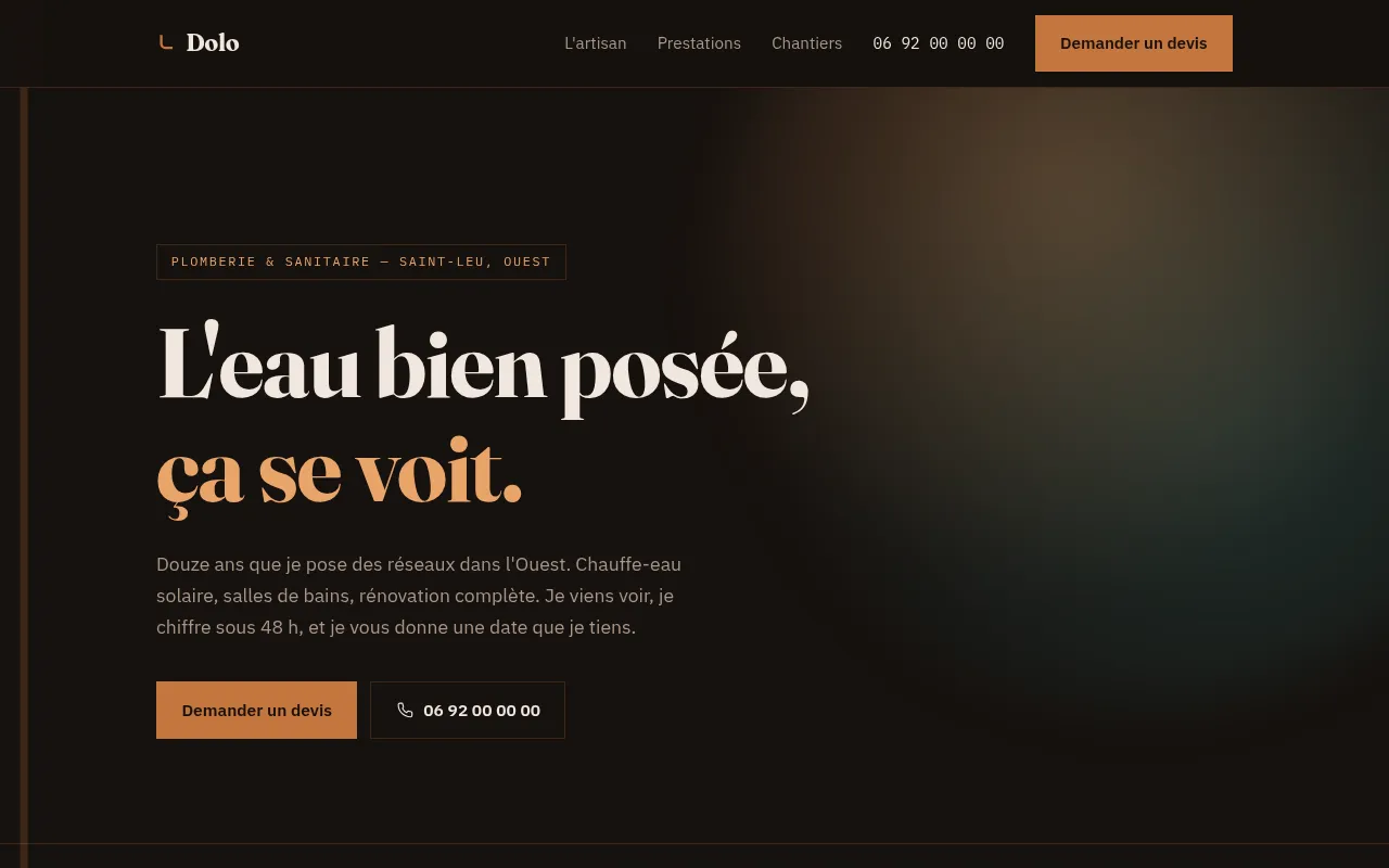 Aperçu du site Plombier
